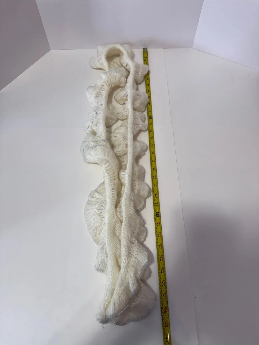 Women’s Cream Ruffle Knit Scarf
